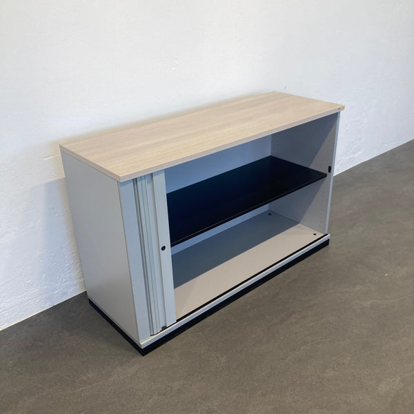 Steelcase Share It Lateralschrank 2-OH - Akazie-Silbergrau-Schwarz ohne Schlüssel