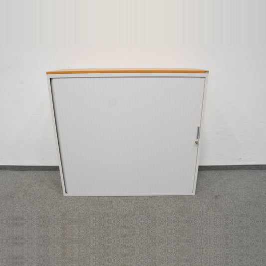 Lista Office Storage Lateralschrank Metall Weiss mit Holzdeckblatt