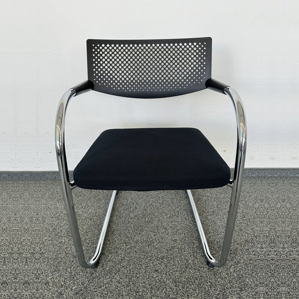 Vitra Visavis 2 Freischwinger - stapelbar - Schwarz - mit Gleiter