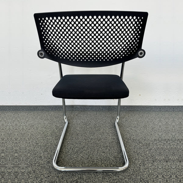 Vitra Visavis 2 Freischwinger - stapelbar - Schwarz - mit Gleiter