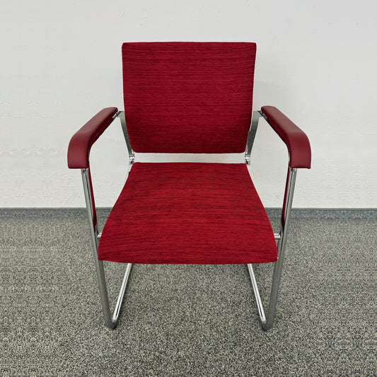 Wilkhahn Sito Freischwinger Stoffbezug Rot gemustert