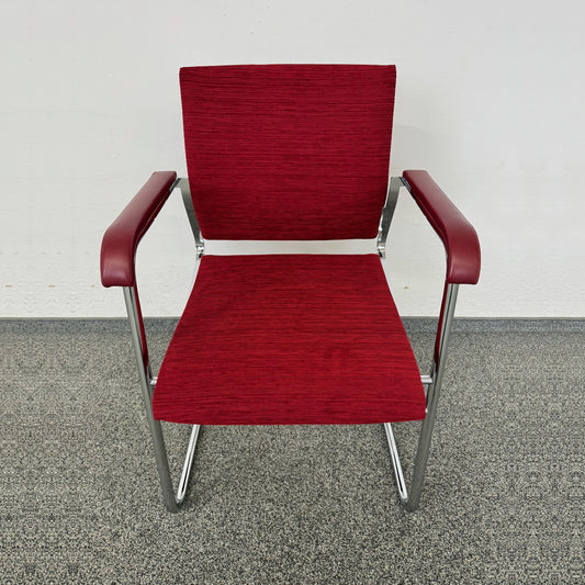 Wilkhahn Sito Freischwinger Stoffbezug Rot gemustert