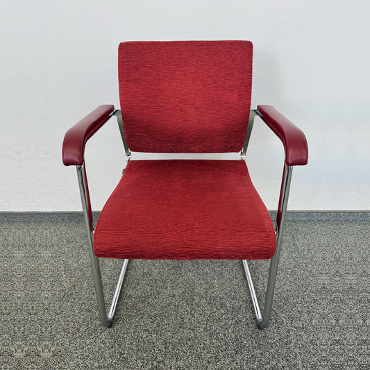 Wilkhahn Sito Freischwinger Stoffbezug Rot gemustert