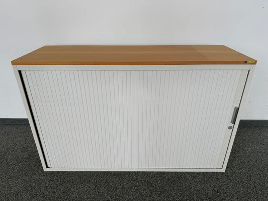 Lista Office Storage Lateralschrank Metall Weiss mit Holzdeckblatt