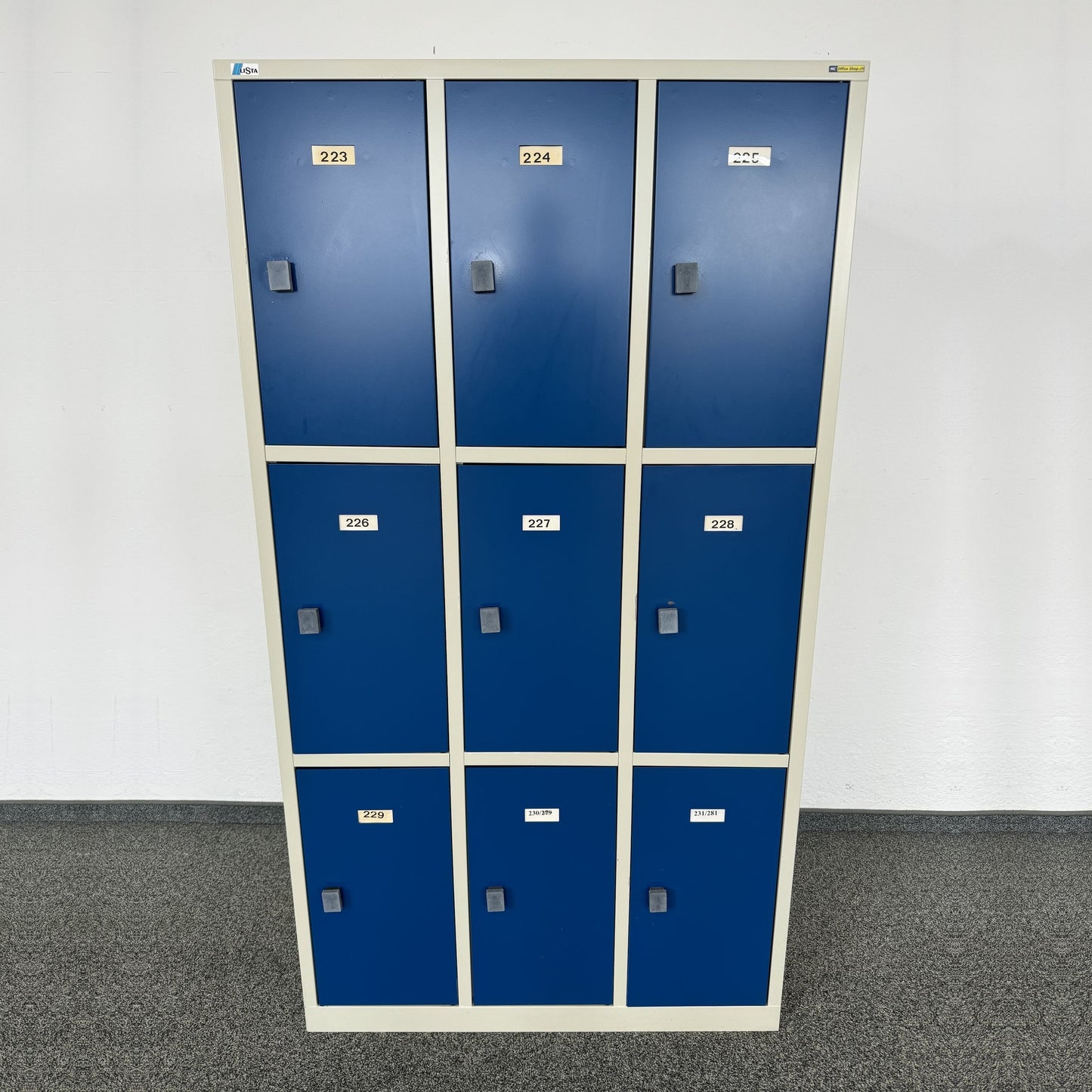 Lista Office Locker Flügeltür-Schrank Metall Lichtgrau und Blau
