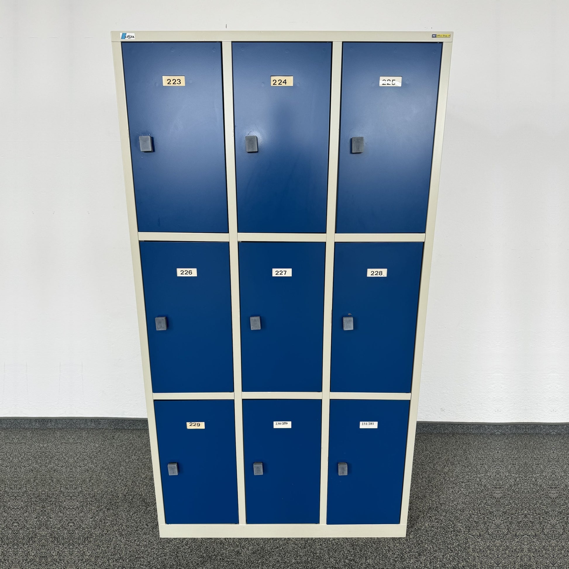 Lista Office Locker Flügeltür-Schrank Metall Lichtgrau und Blau