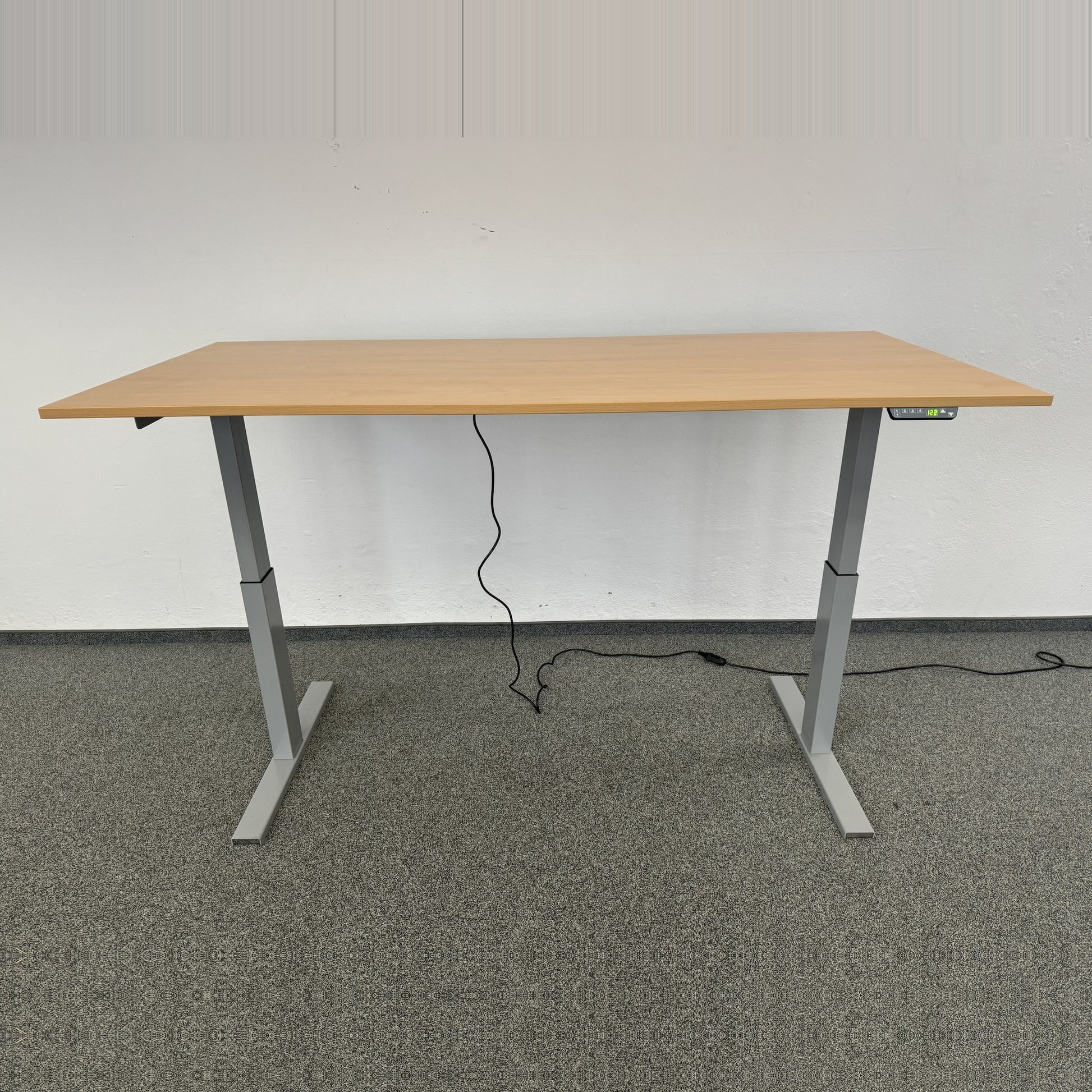 Interoffice Sitz-Steh-Schreibtisch Tischplatte Buchendekor