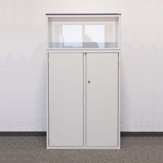 Lista Office Storage Flügeltür-Aktenschrank Metall Weiss mit Aufbau
