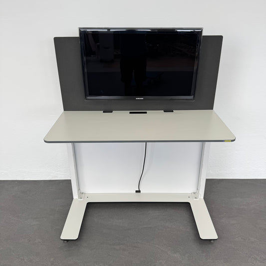 Lista Office Workstation Schreibtisch Spanplatte Weiss mit Kante Anthrazit
