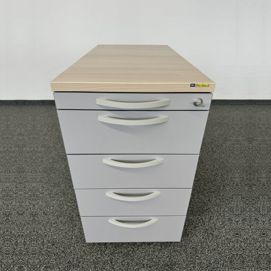 Steelcase Tenaro Beistell-Korpus Silbergrau mit Akazien Deckblatt