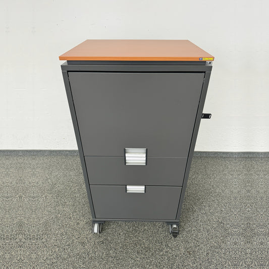 Steelcase Share It Roll-Caddy Spanplatte Anthrazit mit Holzdeckblatt