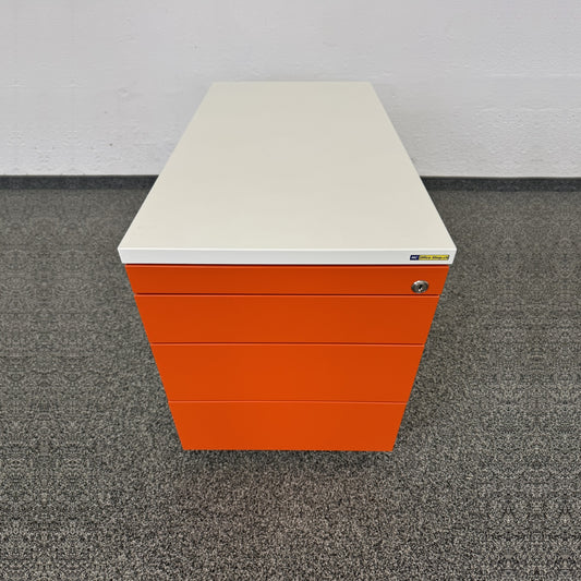 König + Neurath Container Roll-Korpus Weiss und Orange