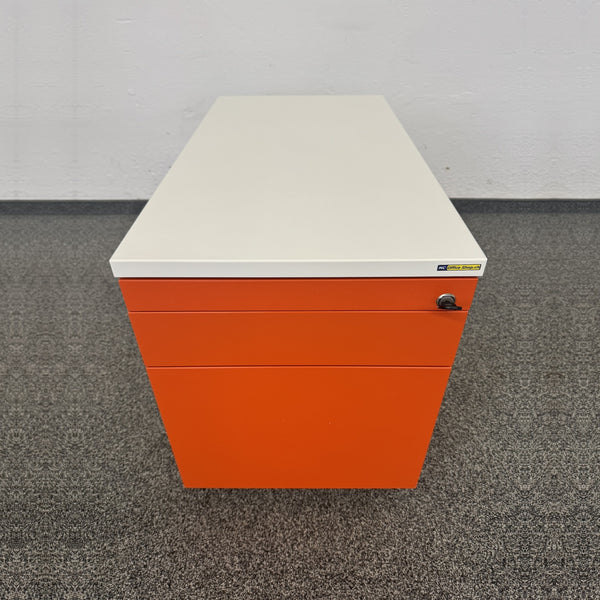 König Neurath Container Roll-Korpus Weiss-Orange HR-Auszug - ohne Schlüssel