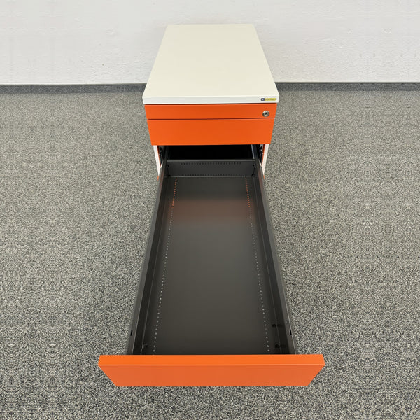 König Neurath Container Roll-Korpus Weiss-Orange HR-Auszug - ohne Schlüssel