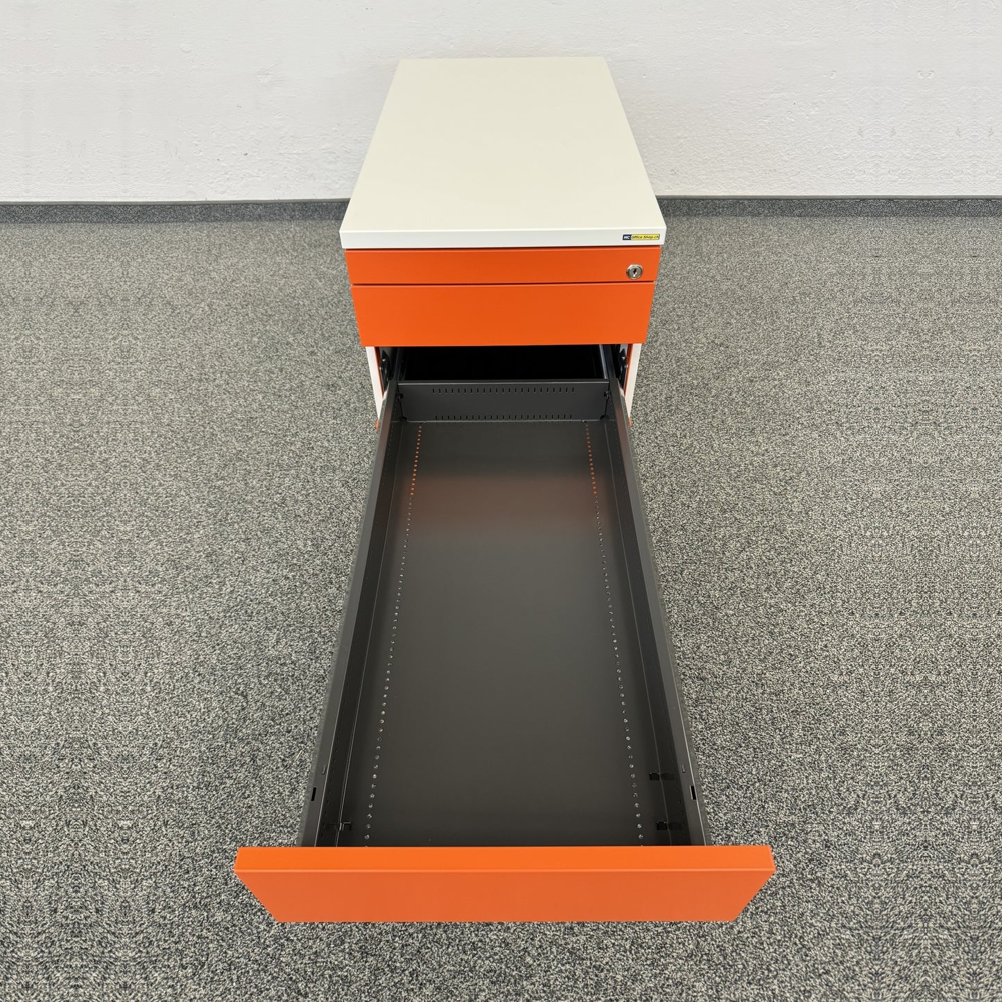 König Neurath Container Roll-Korpus Weiss-Orange HR-Auszug - ohne Schlüssel