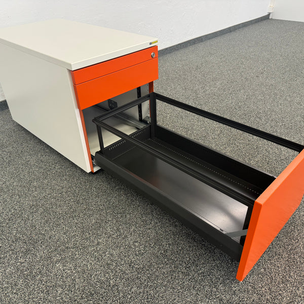 König Neurath Container Roll-Korpus Weiss-Orange HR-Auszug - ohne Schlüssel