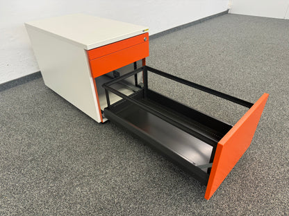 König Neurath Container Roll-Korpus Weiss-Orange HR-Auszug - ohne Schlüssel