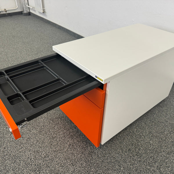 König Neurath Container Roll-Korpus Weiss-Orange HR-Auszug - ohne Schlüssel