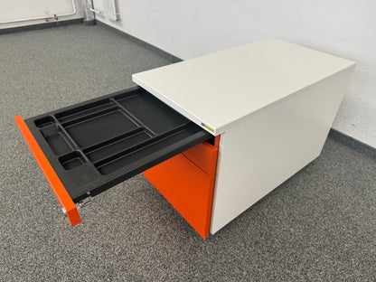 König Neurath Container Roll-Korpus Weiss-Orange HR-Auszug - ohne Schlüssel