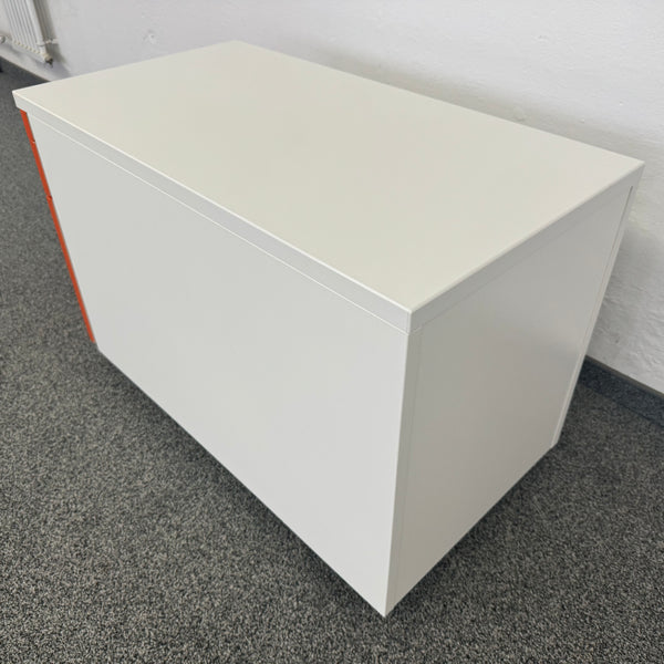 König Neurath Container Roll-Korpus Weiss-Orange HR-Auszug - ohne Schlüssel