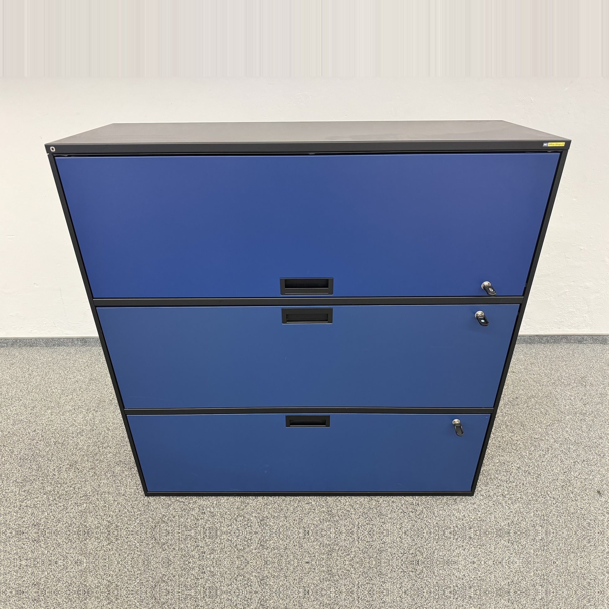 Lista Office Qub Modul-Kombination in Schwarz und Blau 1200mm breit