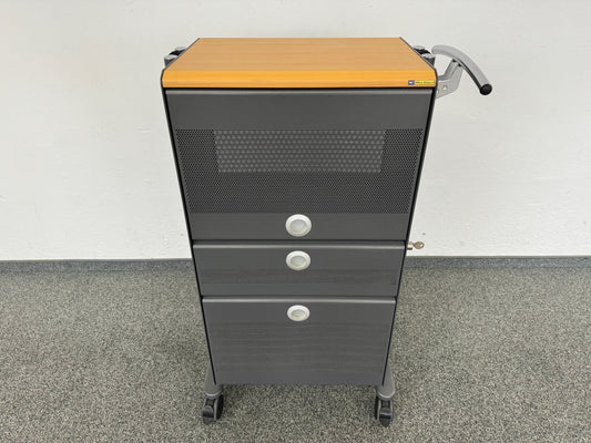 Ergodata Take Off Roll-Caddy Metall Anthrazit mit Holz Deckblatt