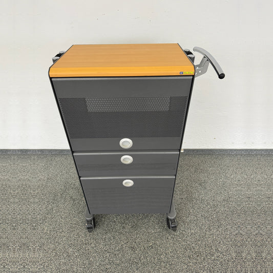 Ergodata Take Off Roll-Caddy Metall Anthrazit mit Holz Deckblatt