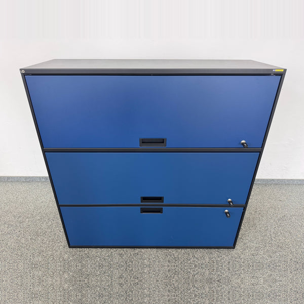 Lista Office LO Qub Modul-Kombination 2-OH+1-HR 1200mm - Schwarz-Blau - mit Schlüssel