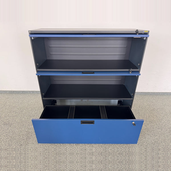 Lista Office LO Qub Modul-Kombination 2-OH+1-HR 1200mm - Schwarz-Blau - mit Schlüssel