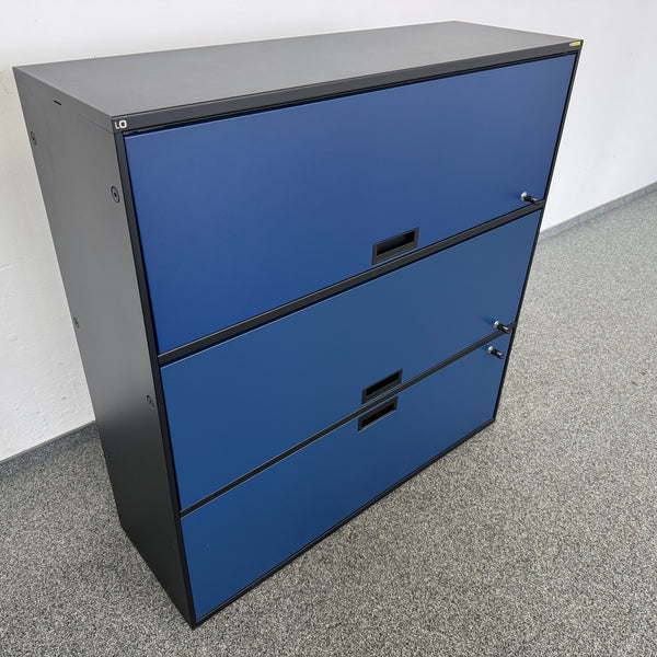 Lista Office LO Qub Modul-Kombination 2-OH+1-HR 1200mm - Schwarz-Blau - mit Schlüssel
