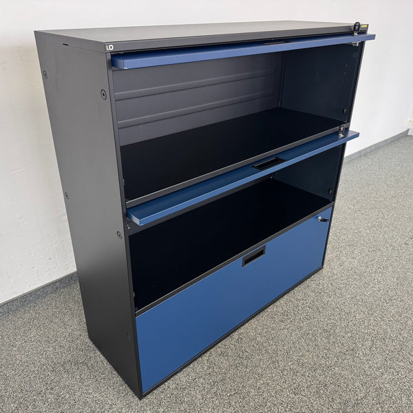 Lista Office LO Qub Modul-Kombination 2-OH+1-HR 1200mm - Schwarz-Blau - mit Schlüssel