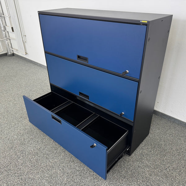 Lista Office LO Qub Modul-Kombination 2-OH+1-HR 1200mm - Schwarz-Blau - mit Schlüssel