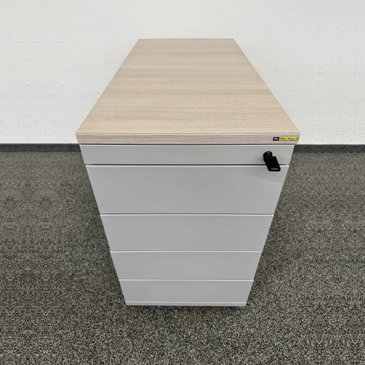 Steelcase Tenaro Beistell-Korpus Silbergrau mit Akazien Deckblatt