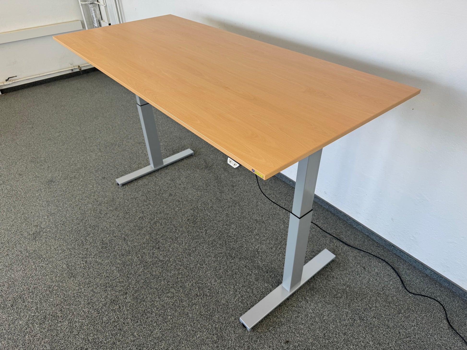 Interoffice Sitz-Steh-Schreibtisch Gestell Silbergrau