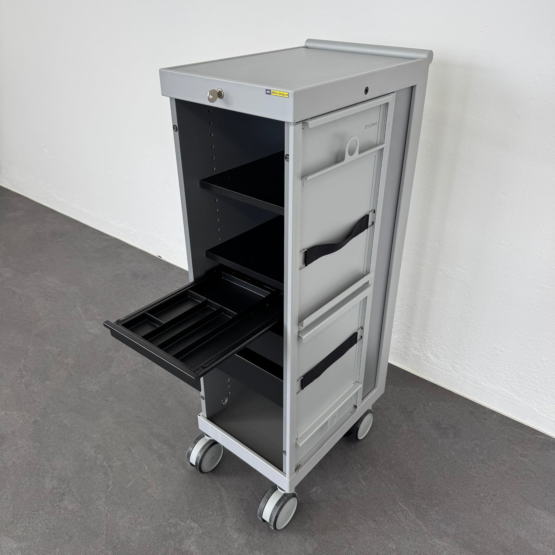 Denz D3 Roll-Caddy mit Materialschale offen