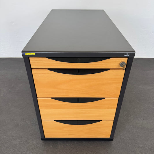 Elan Euroffice Unterstell-Korpus aus Spanplatte Anthrazit und Buchenfront