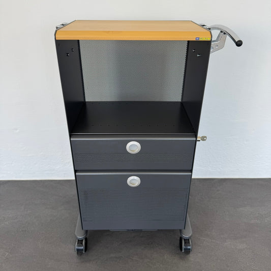 Ergodata Take Off Roll-Caddy Metall Anthrazit mit Holzdeckblatt
