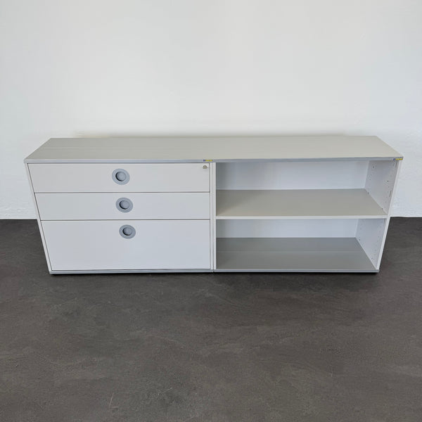 Denz D3 Sideboard 2-OH mit 2 Schubladen + HR-Auszug - Hellgrau