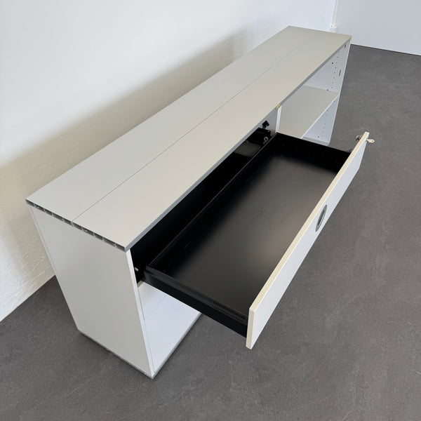 Denz D3 Sideboard 2-OH mit 2 Schubladen + HR-Auszug - Hellgrau