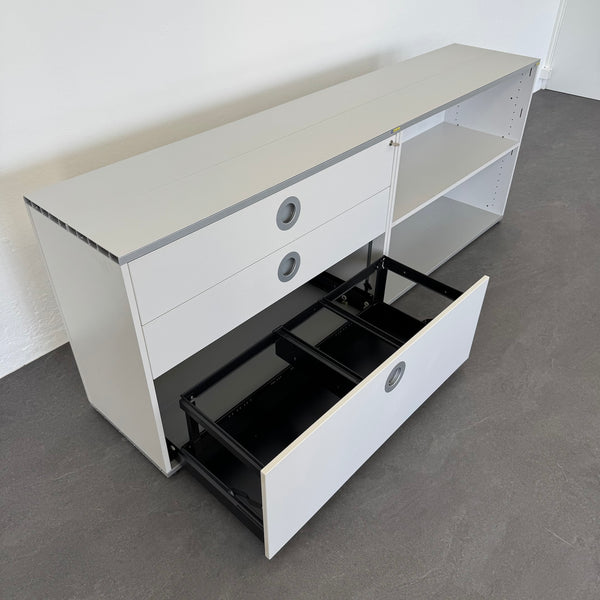 Denz D3 Sideboard 2-OH mit 2 Schubladen + HR-Auszug - Hellgrau