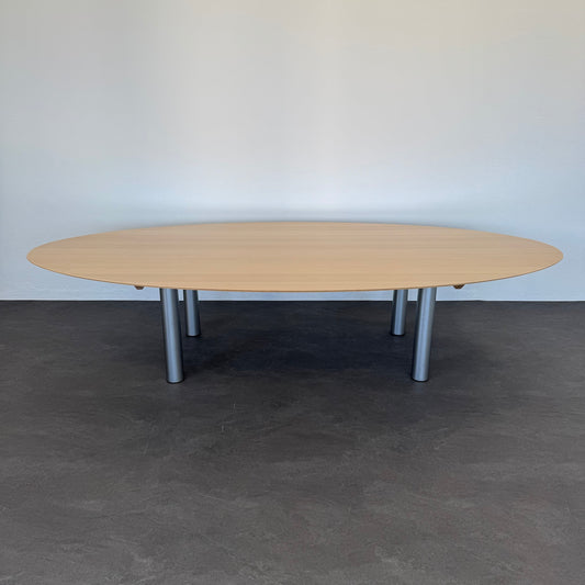 Top Design Ovaline Sitzungstisch Weiss Lasiert