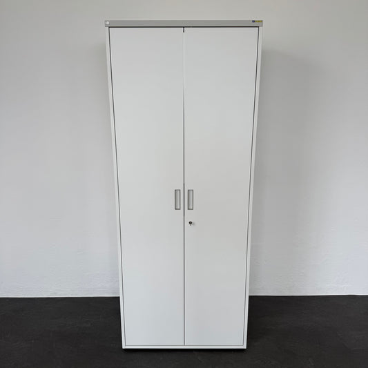 Lista Office D1 Flügeltür Garderobenschrank aus Spanplatte Weiss mit Deckblatt Grau