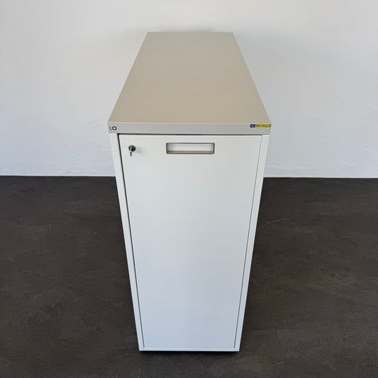 Lista Office D1 Apothekerschrank aus Spanplatte Weiss mit Deckblatt Grau