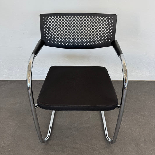 Vitra Visavis 2 Freischwinger Stoffbezug Anthrazit Dunkel