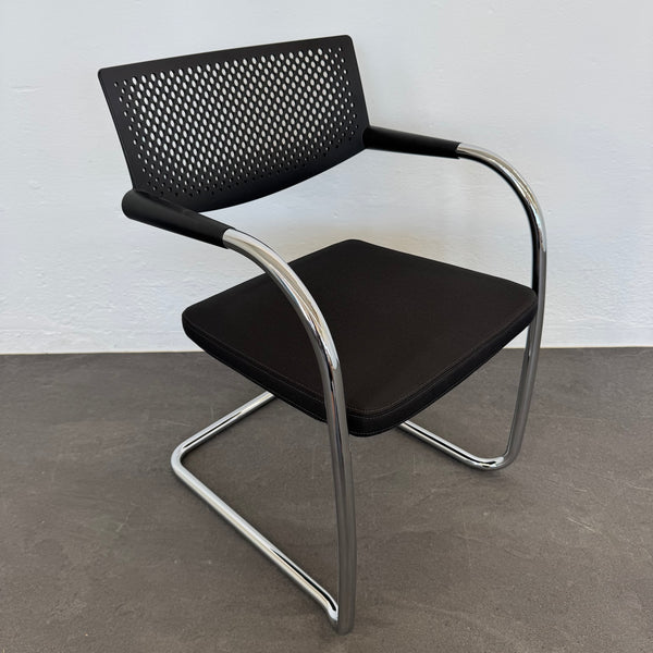 Vitra Visavis 2 Freischwinger - stapelbar - Schwarz - ohne Gleiter