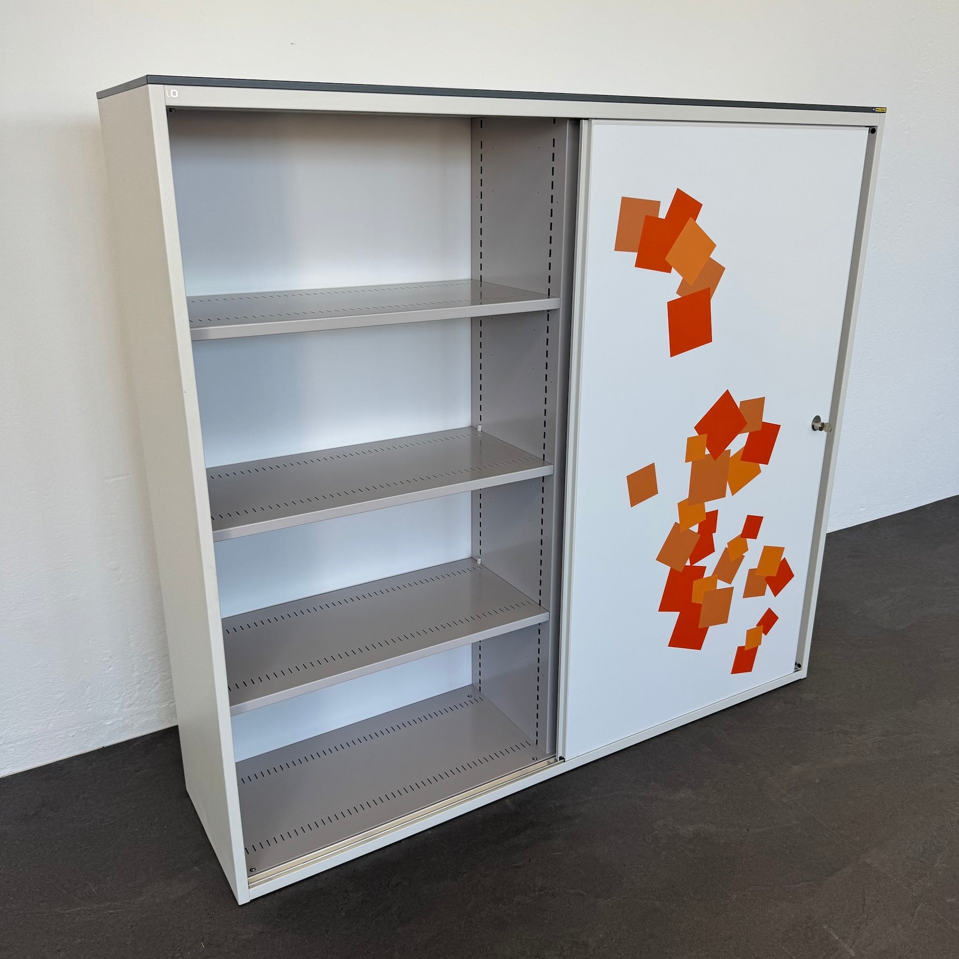 Lista Office LO Storage Schiebetür-Aktenschrank 4-OH - Weiss-Orange