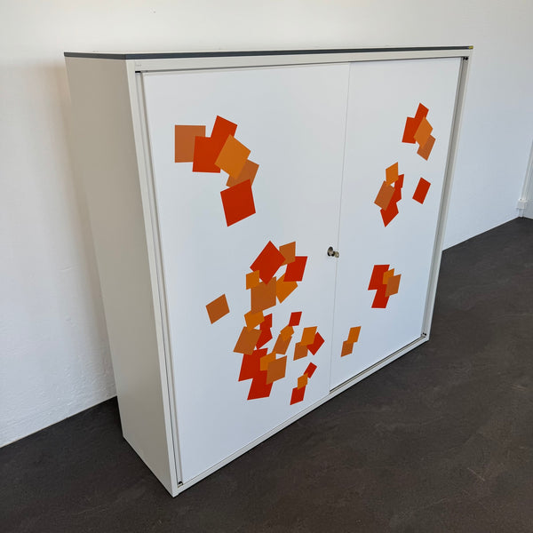 Lista Office LO Storage Schiebetür-Aktenschrank 4-OH - Weiss-Orange - mit Schlüssel