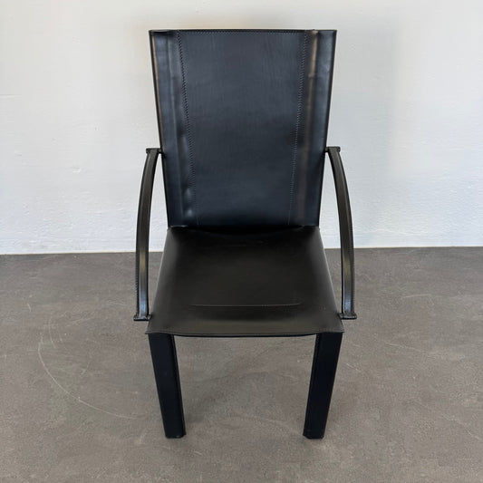 Matteo Grassi Vintage Leder Stuhl in Schwarz