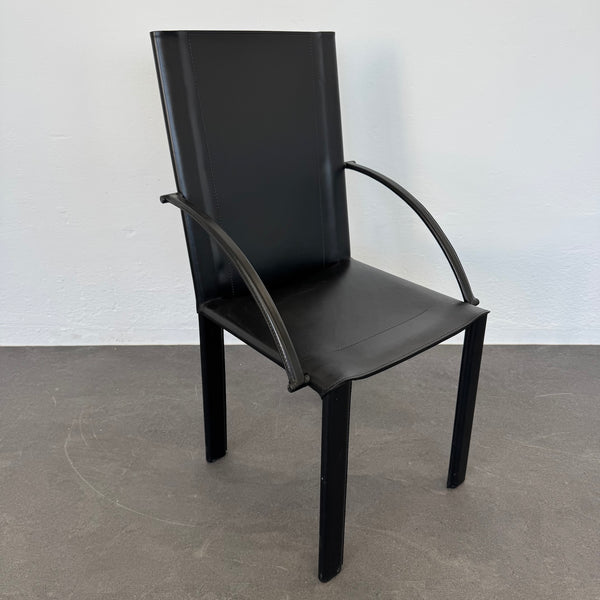 Matteo Grassi Vintage Leder Stuhl Leder Schwarz