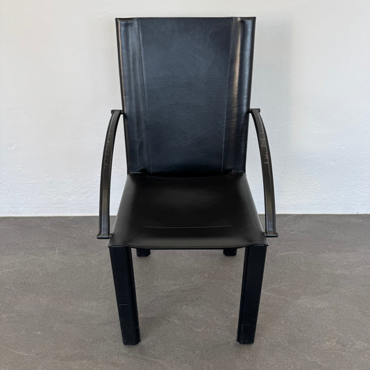 Matteo Grassi Vintage Leder Stuhl in Schwarz